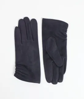 Womens Navy Suede Gloves