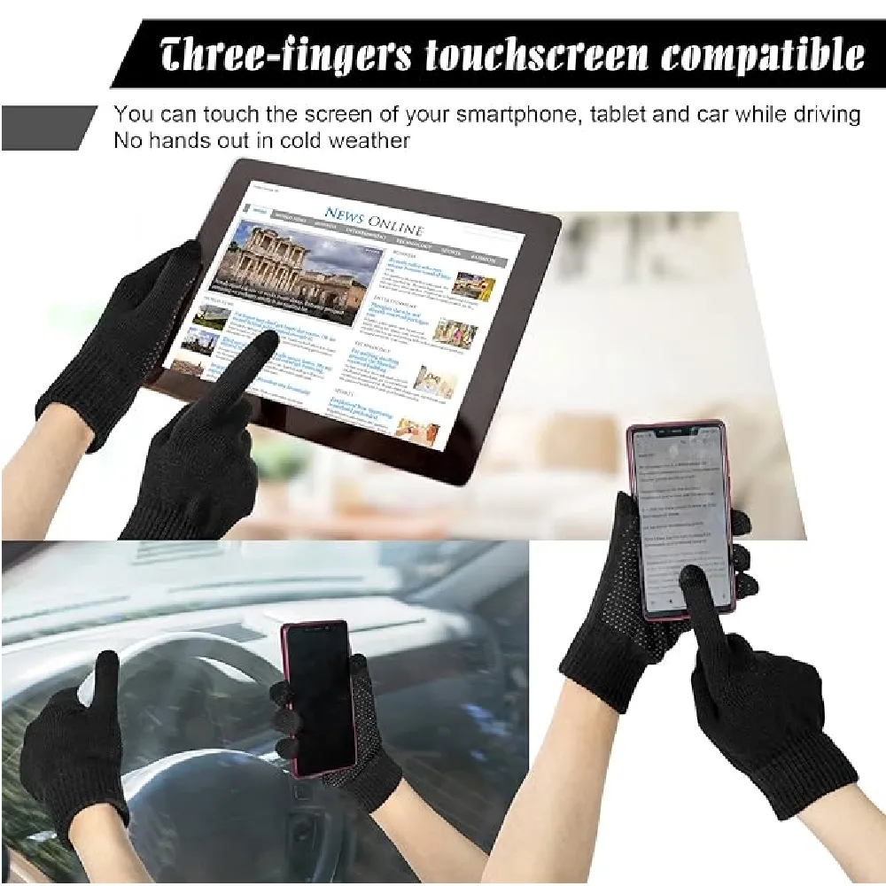 Womens Winter Hat Scarf Touch Screen Gloves Set 3 Pcs | Warm Knit Fleece