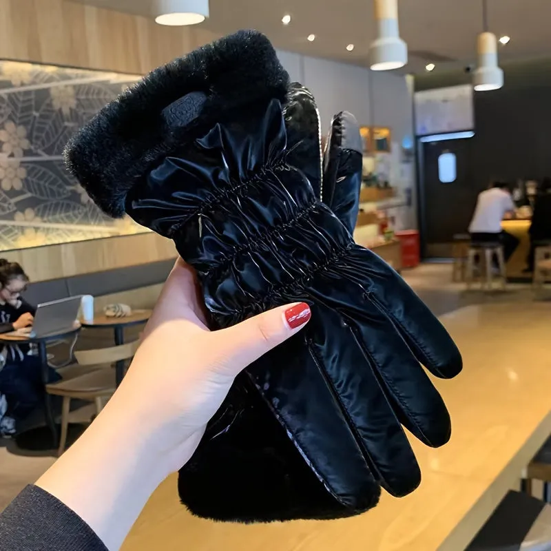 Women's Winter Touchscreen Gloves - Warm, Windproof & Thickened With Velvet Lining For Driving And Cycling