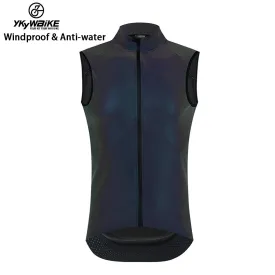 YKYW Men's Cycling Jacket Vest Cool Rainbow Colorful Windproof Waterproof 360° Full Reflective