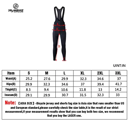 YKYW Men's Pro Tight Cycling Bib Long Pants Elastic Interface Cushion 7H Ride Winter -5-10℃ Windproof and Waterproof Thermal Fleece YKK Zipper Reflective