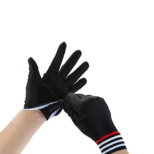 YKYW MTB Road Cycling Touch Screen Full Finger Gel Gloves Lycra Fabric Antiskid Rubber Wear-resistant Shockproof Black